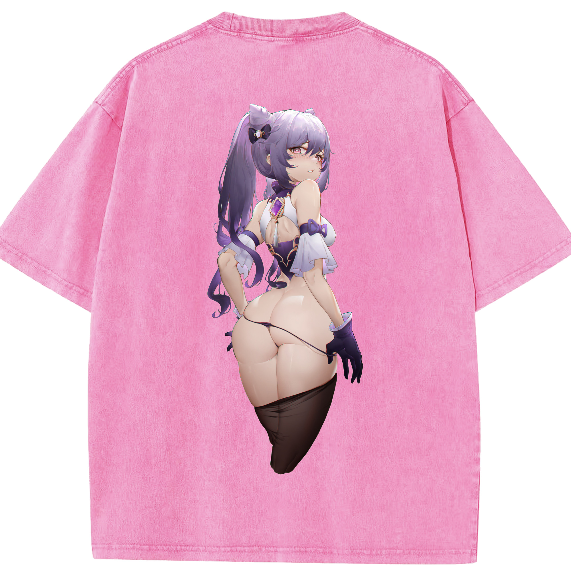げんし神 刻晴 こくせい genshin Kokusei 綿100% ヴィンテージ風 半袖Tシャツ（背面プリント）